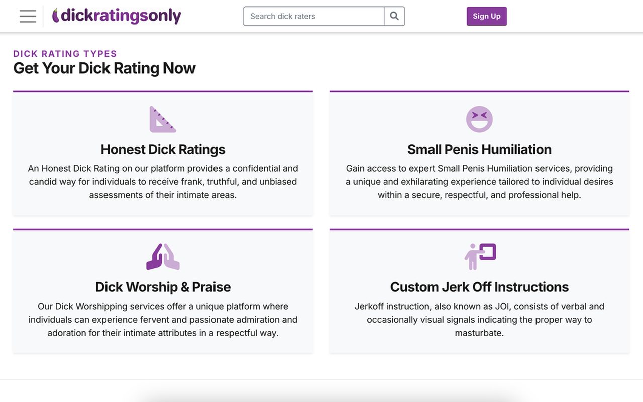 Dick Ratings Only homepage