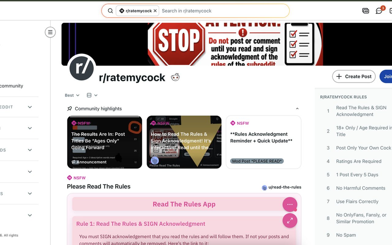 r/RateMyCock homepage